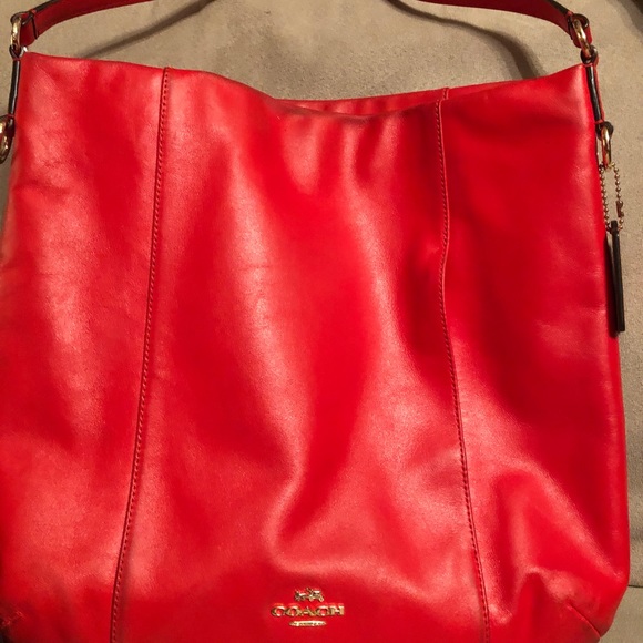 Red/Orange Hobo Coach Bag Tote - Picture 1 of 6